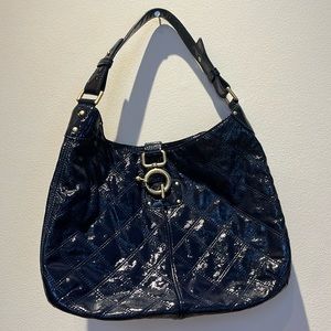 JCrew blue patent leather shoulder bag